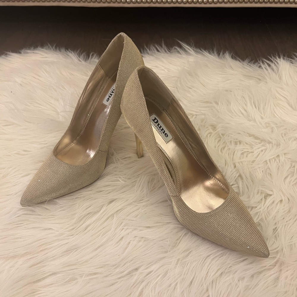 DUNE LONDON Women's Betsee Metallic Lurex Pumps Shoes, Heel 4inch!